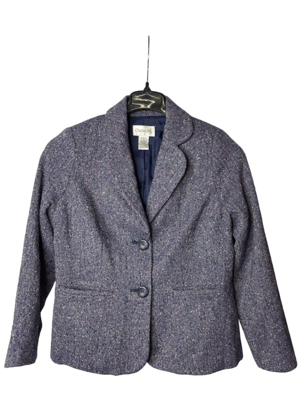 Chadwicks Womens Blazer Jacket 12 Acrylic Wool Blend Lined Purple Multicolor